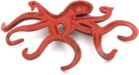 img 1 attached to 🐙 The Metal Magician Vintage Swimming Octopus Key Hook: Distressed Red, Perfect for Sea-themed and Coastal Décor