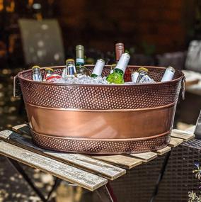 img 2 attached to 🍾 Premium BREKX Aspen 25-Quart Galvanized Copper-Finish Metal Ice and Drink Bucket, Ideal Beverage Tub for Party Hosting