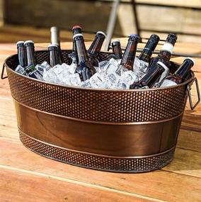 img 3 attached to 🍾 Premium BREKX Aspen 25-Quart Galvanized Copper-Finish Metal Ice and Drink Bucket, Ideal Beverage Tub for Party Hosting