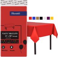 🎉 plastic tablecloth red disposable rectangle table cloth - heavy duty (54” x 108”) - perfect for 6 or 8-foot tables, red party birthdays - christmas mantel de plastico - 6 pack logo