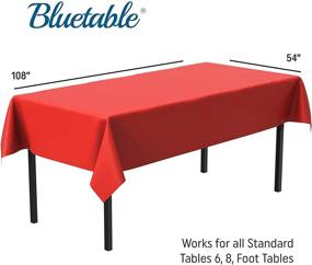 img 3 attached to 🎉 Plastic Tablecloth Red Disposable Rectangle Table Cloth - Heavy Duty (54” x 108”) - Perfect for 6 or 8-Foot Tables, Red Party Birthdays - Christmas Mantel de Plastico - 6 Pack