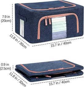 img 3 attached to 22L Foldable Storage Bins Box, Stackable Clothes Container Organizer Set with Clear Windows and Carry Handles for Bedroom, Closet, Dorm, Under Bed - Navy