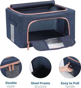 img 2 attached to 22L Foldable Storage Bins Box, Stackable Clothes Container Organizer Set with Clear Windows and Carry Handles for Bedroom, Closet, Dorm, Under Bed - Navy