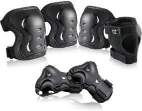 img 4 attached to 🛹 Boruizhen 3 in 1 Kids & Adult/Youth Protective Gear Set for Skateboarding, Cycling, BMX Bike, Scooter, Skating, Rollerblading, Riding - Knee and Elbow Pads with Wrist Guards