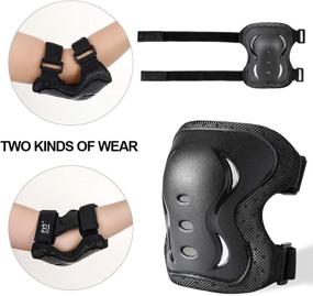 img 1 attached to 🛹 Boruizhen 3 in 1 Kids & Adult/Youth Protective Gear Set for Skateboarding, Cycling, BMX Bike, Scooter, Skating, Rollerblading, Riding - Knee and Elbow Pads with Wrist Guards