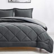 😴 cozylux queen/full reversible comforter set - dark grey/light gray lightweight fluffy bedding 88"x88" - soft down alternative duvet insert for all seasons - 3-piece set includes 1 comforter, 2 pillow shams logo