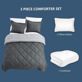 img 1 attached to 😴 CozyLux Queen/Full Reversible Comforter Set - Dark Grey/Light Gray Lightweight Fluffy Bedding 88"x88" - Soft Down Alternative Duvet Insert for All Seasons - 3-Piece Set Includes 1 Comforter, 2 Pillow Shams