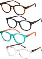 👓 round spring hinge gamma ray reading glasses - set of 4 pairs for men and women logo