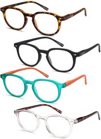 img 4 attached to 👓 Round Spring Hinge Gamma Ray Reading Glasses - Set of 4 Pairs for Men and Women
