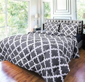 img 1 attached to 🛏️ Utopia Bedding Printed Comforter Set (King/Cal King, Grey) with 2 Pillow Shams - Luxurious Brushed Microfiber - Down Alternative Comforter - Soft, Comfortable & Machine Washable