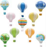 🎈 hanging decorative hot air balloon paper lanterns - set of 10, ideal for chinese japanese party, wedding, birthday, anniversary, christmas engagement - reusable party ball lamps логотип