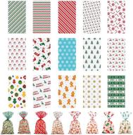 🎄 tomnk christmas cellophane bags 150pcs: festive treat bags with twist ties for holiday goody party favors & cello candy logo