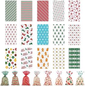 img 4 attached to 🎄 TOMNK Christmas Cellophane Bags 150pcs: Festive Treat Bags with Twist Ties for Holiday Goody Party Favors & Cello Candy