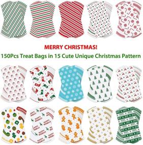 img 1 attached to 🎄 TOMNK Christmas Cellophane Bags 150pcs: Festive Treat Bags with Twist Ties for Holiday Goody Party Favors & Cello Candy
