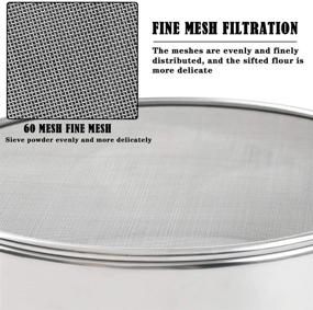 img 3 attached to 🍪 6-Inch Stainless Steel Flour Sifter with 60-Mesh Strainer for Baking, Powdering, and Straining – Professional Round Flour Sieve for Tea, Juice and More