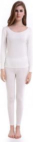 img 3 attached to 👚 Women's Long Scoop Neck Thermal Ultra-Thin Johns Set - Top & Bottom