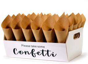 img 4 attached to 🎉 Коробка-подставка для конусов с конфетти для свадьбы - вмещает 30 конусов с конфетти, с 30 бумажными конусами и 30 складными отделениями - DIY складная подставка для коробки содержателя.