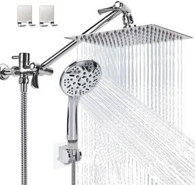 img 4 attached to 🚿 Enhanced Shower Experience: Lanhado 8'' Rain Shower Head with Handheld, High Pressure Rainfall Design, 9 Settings, Anti-Leak Waterfall Showerhead, Chrome Finish