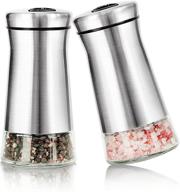 aelga adjustable pour hole salt and pepper shakers: elegant stainless steel 2pcs salt dispensers for himalayan, kosher, and sea salts logo