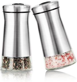 img 4 attached to Aelga Adjustable Pour Hole Salt and Pepper Shakers: Elegant Stainless Steel 2PCS Salt Dispensers for Himalayan, Kosher, and Sea Salts