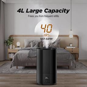 img 1 attached to 🌫 Quiet Ultrasonic Cool Mist Humidifiers - 4L Top Fill for Bedroom, Auto Mode Mist Level, 25dB Noise Level, Adjustable 12H Timer - Ideal for Large Living Room, Office Desk (Black)