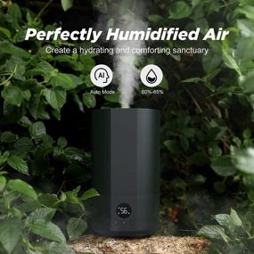 img 3 attached to 🌫 Quiet Ultrasonic Cool Mist Humidifiers - 4L Top Fill for Bedroom, Auto Mode Mist Level, 25dB Noise Level, Adjustable 12H Timer - Ideal for Large Living Room, Office Desk (Black)