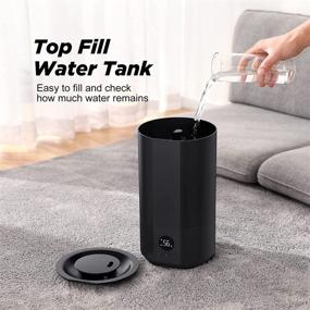 img 2 attached to 🌫 Quiet Ultrasonic Cool Mist Humidifiers - 4L Top Fill for Bedroom, Auto Mode Mist Level, 25dB Noise Level, Adjustable 12H Timer - Ideal for Large Living Room, Office Desk (Black)