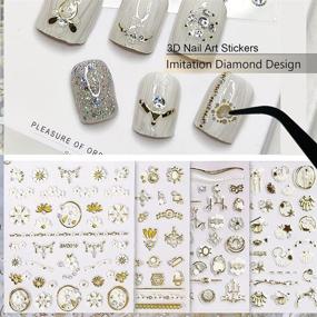 img 3 attached to 💅 Enhance Your Nails with Luxury: 20 Sheet 3D Nail Art Stickers Featuring Gold/Diamond Design - Easy DIY Metallic Nail Decals for Salon-Worthy Manicures at Home! Inclusive of Nail Tweezers