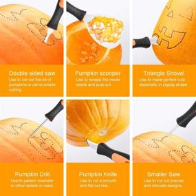 img 2 attached to 🎃 GoStock Pumpkin Carving Kit: 9-Piece Upgrade with Soft Grip Rubber Handle, Heavy Duty Stainless Steel – Perfect Masters Carving Set for Halloween Jack-O-Lanterns. Includes Zipper Bag!