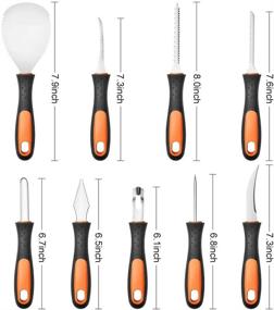 img 1 attached to 🎃 GoStock Pumpkin Carving Kit: 9-Piece Upgrade with Soft Grip Rubber Handle, Heavy Duty Stainless Steel – Perfect Masters Carving Set for Halloween Jack-O-Lanterns. Includes Zipper Bag!