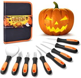 img 4 attached to 🎃 GoStock Pumpkin Carving Kit: 9-Piece Upgrade with Soft Grip Rubber Handle, Heavy Duty Stainless Steel – Perfect Masters Carving Set for Halloween Jack-O-Lanterns. Includes Zipper Bag!