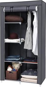 img 2 attached to SONGMICS 34 Inch DIY Closet Organizer Portable Wardrobe, Multi-Functional and Easily Assembled, Grey URYG84GY