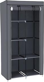 img 4 attached to SONGMICS 34 Inch DIY Closet Organizer Portable Wardrobe, Multi-Functional and Easily Assembled, Grey URYG84GY