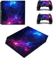 experience the purple galaxy space with decal moments ps4 pro console skins set – enhance your playstation 4 pro console and controllers logo