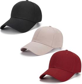 img 4 attached to 🧢 AOSMI 3-Pack Unisex Plain Cotton Strapback Baseball Hat Adjustable - One Size Fits Low Profile Blank Ball Cap for Men and Women