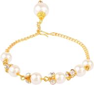 💎 elegant efulgenz rhinestone crystal charm beads faux pearl bracelet - perfect for women and girls in stunning white logo