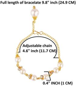 img 3 attached to 💎 Elegant Efulgenz Rhinestone Crystal Charm Beads Faux Pearl Bracelet - Perfect for Women and Girls in Stunning White