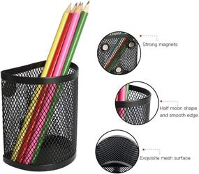 img 2 attached to Organize Your Pens and Pencils with LUCYCAZ Magnetic Pencil Holder - 2 Pack Metal Basket Pen Holder for Refrigerator, Office, and More!