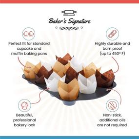 img 3 attached to 🧁 Baker's Signature Tulip Baking Paper Cupcake & Muffin Liners - Pack of 150, Grease-Resistant Wrappers – Non-Curling and Non-Burning Liners in Convenient Packaging