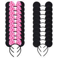 🐭 picoway mouse ears headband set of 20 - solid black & pink bow accessories logo