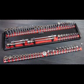 img 1 attached to Organize Your Socket Collection with the Ernst Manufacturing 18-Inch Socket Boss - Premium 3-Rail Multi-Drive Socket Organizer in Vibrant Red (8450)