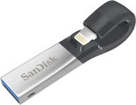 💾 128gb sandisk ixpand flash drive for iphone and ipad in black/silver (sdix30c-128g-gn6ne) логотип