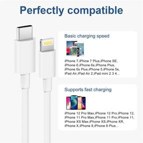 img 1 attached to 🔌 Apple MFi Certified 2-пак USB-C-кабель на Lightning (6.6 футов) Быстрая зарядка, совместим с iPhone 12/12 Mini/12 Pro/12 Pro Max/11/11 Pro/11 Pro Max/Xs Max/XR/X, iPad - Кабель-зарядное устройство для iPhone Lightning.