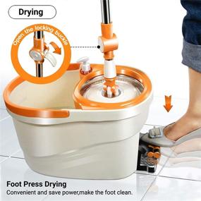 img 2 attached to 🧹 Efficient Floor Cleaning with MASTERTOP Spin Mop Set - Bucket, Wringer, Stainless Steel Handle, 5 Microfiber Refills + Cleaning Clothes for Hardwood, Laminate, and Tile Surfaces