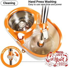 img 3 attached to 🧹 Efficient Floor Cleaning with MASTERTOP Spin Mop Set - Bucket, Wringer, Stainless Steel Handle, 5 Microfiber Refills + Cleaning Clothes for Hardwood, Laminate, and Tile Surfaces