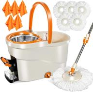 🧹 efficient floor cleaning with mastertop spin mop set - bucket, wringer, stainless steel handle, 5 microfiber refills + cleaning clothes for hardwood, laminate, and tile surfaces logo