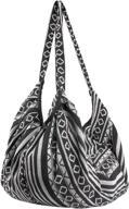 👜 tribe azure jacquard cotton shoulder banana style fashion travel tote bag: a stylish canvas hobo purse for casual market shopping (black white) logo