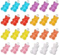 🍬 fun and colorful pengxiaomei gummy bear charms: perfect for diy craft jewelry and accessories for children girls - set of 24 resin bear candy pendants logo