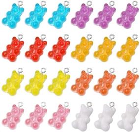 img 4 attached to 🍬 Fun and Colorful Pengxiaomei Gummy Bear Charms: Perfect for DIY Craft Jewelry and Accessories for Children Girls - Set of 24 Resin Bear Candy Pendants