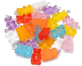 img 2 attached to 🍬 Fun and Colorful Pengxiaomei Gummy Bear Charms: Perfect for DIY Craft Jewelry and Accessories for Children Girls - Set of 24 Resin Bear Candy Pendants